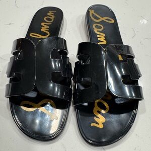 Sam Edelman Glossy Black Jelly Slide Sandals